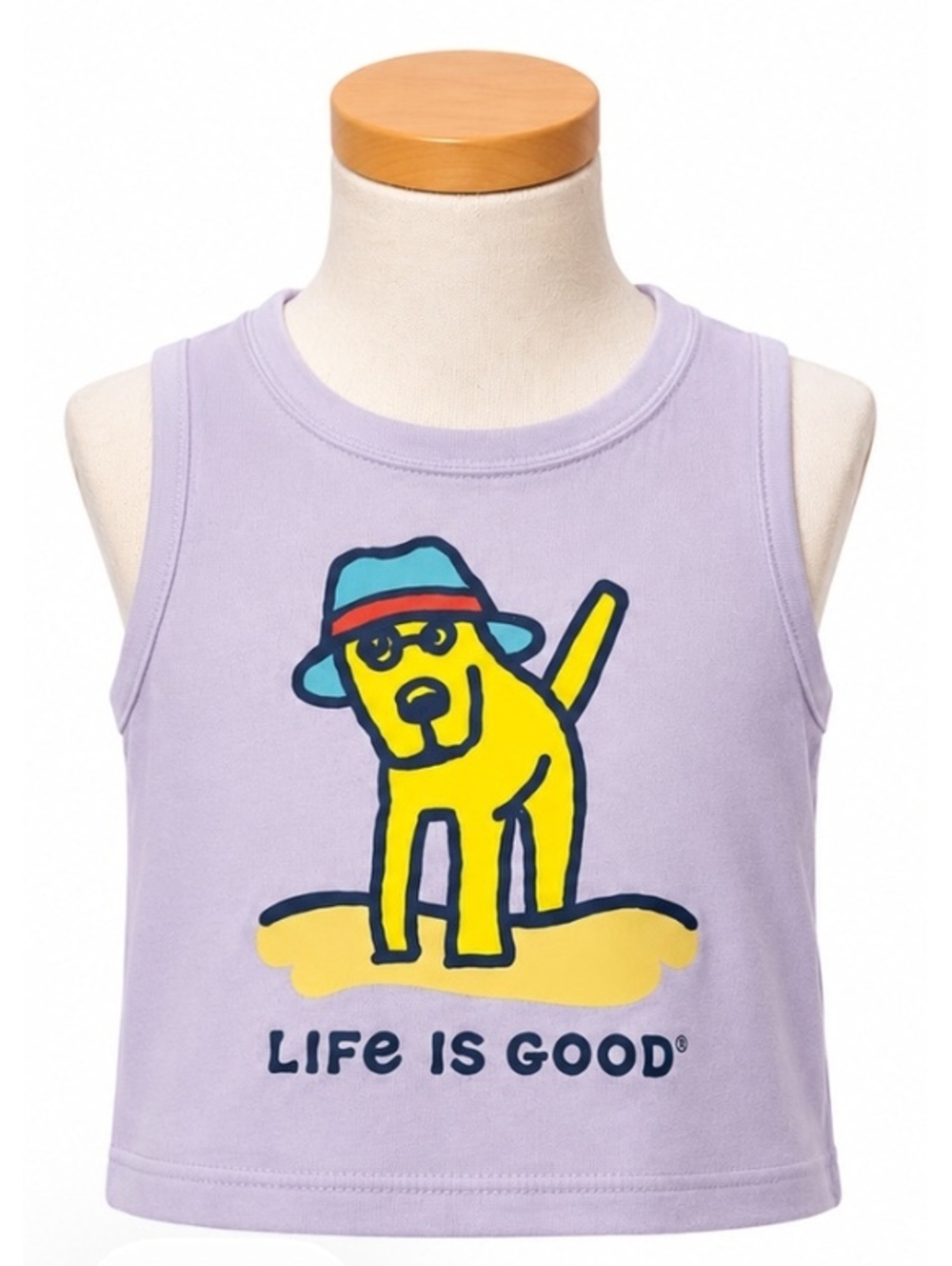 Life is Good Girls' Size 6 Purple Sleeveless Tank Top with Yellow Dog Graphic